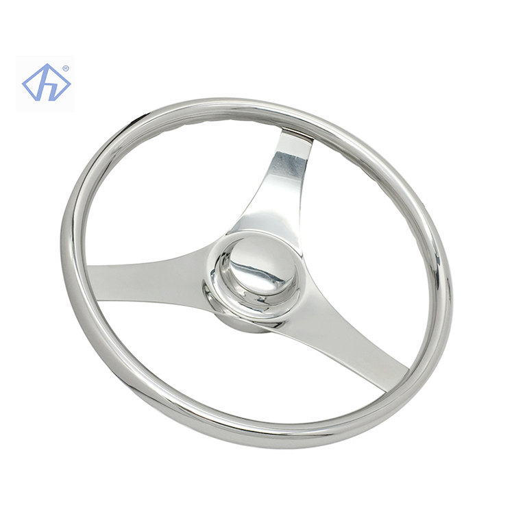 thumbnail image 2 of Lewmar 15.5 Powerboat Steering Wheel - Stainless Steel With PowerGrip Control Knob 2 of 9