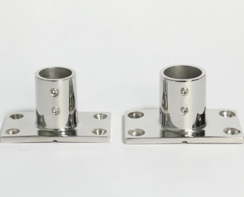 Marine Grade Railing Parts Boat Pipe Hardware 90 Degree Rectangle Stanchion base Heavy Duty Pipe Fittings