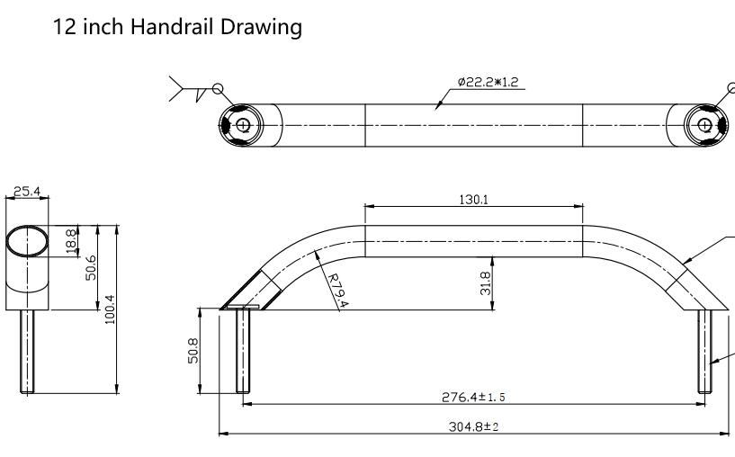 Marine Boat Hardware Pipe Tube Railing Fitting Curved Deck Hinge (60*22mm/ 57*20mm)