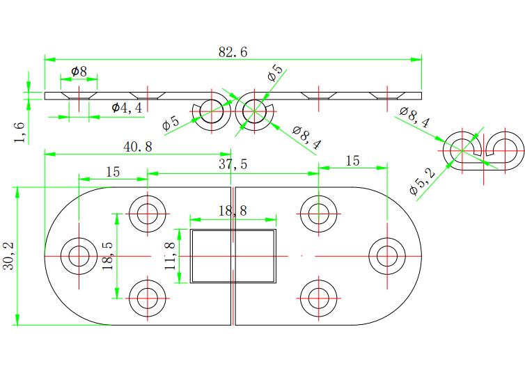 Opvouwbare gestempelde SS Flush Mount Hatch scharnieren Meubelmontage