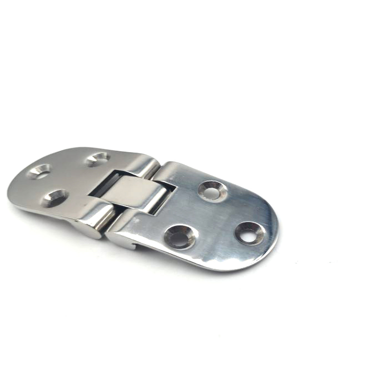 Foldable Stamped SS Deck Hinge Counter Flap Hinges Furniture Assembly(80*30mm) • Size: 80*30mmMaterial: 304/316 stainless Steel • Surface Finish: Mirror polish Features: The unique double stud design of these hinges allows for a flush installation while still providing a full 180° swing. This door hinges is ideal for tables, doors and other application where recessed hinges allow for a totally flat surface. Made of solid stamped stainless steel to provide years of maintenance free service. 
