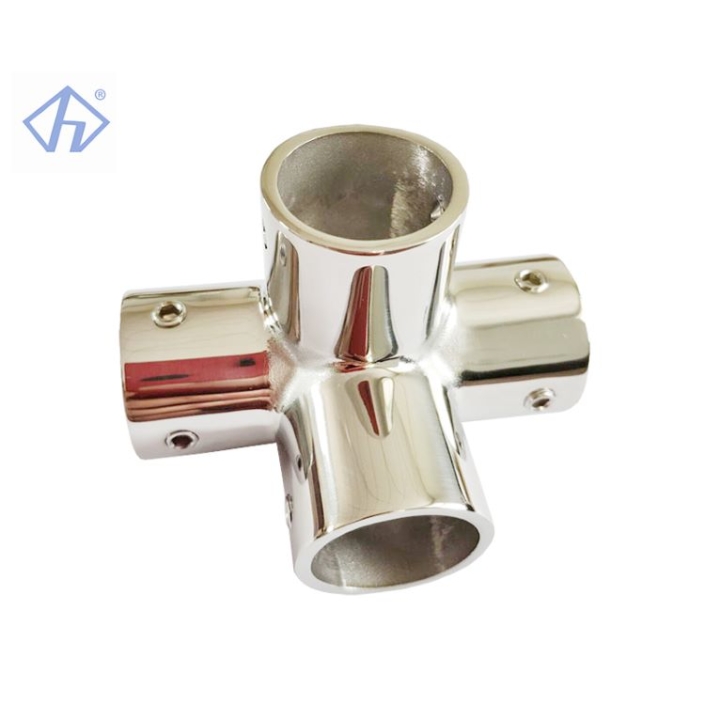 4 Way Tee Fitting Yacht Handrail Four-Way Elbow Pipe Fitting Marine ...